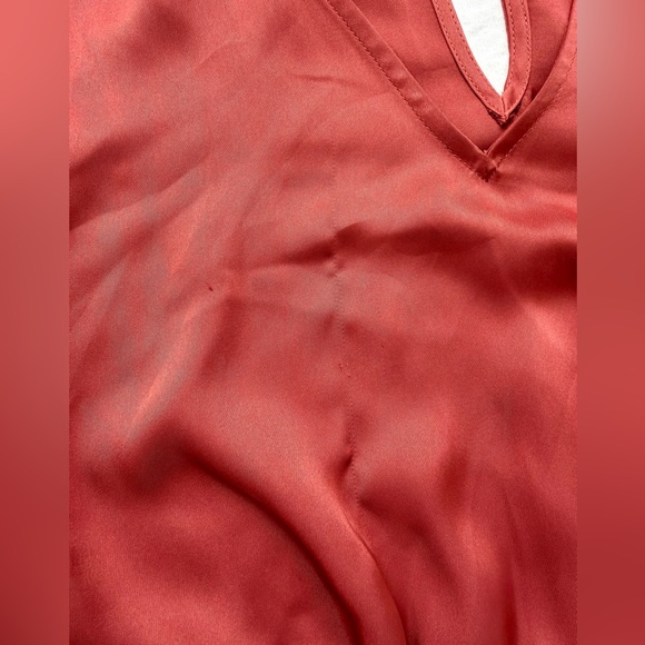 Express Satin Texture Tiered Rust Puff Long Sleeve Smock Waist Maxi Dress | XS - Picture 16 of 16